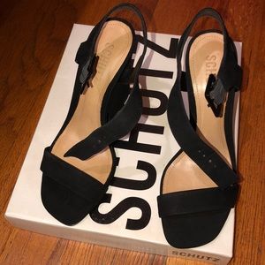Schutz Baronina Black Wedges Brand New